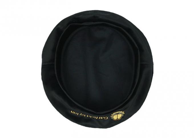 Чернота ПОТЕХИ мерсеризовала берет логотипа вышивки бархата костомизед женщиной