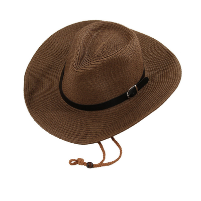 Модная связанная соломенная шляпа ковбоя лета с вышитым логотипом