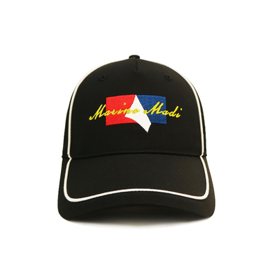 Чернота хлопка Твилл брим кривой логотипа вышивки бейсбольной кепки панели пряжки 6 металла ОЭМ изготовленная на заказ