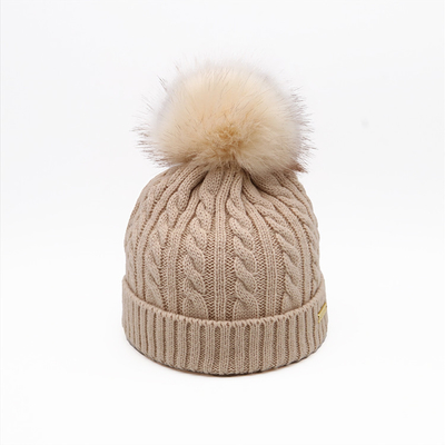 Мех Pom шляп Beanie для крышек картины извива шляпы зимы женщин связанных модой женских