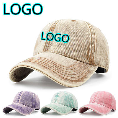 New Custom Logo Unisex Washed Baseball Cap Fashion Cotton Outdoor Casual Men Adjustable Dad Hat