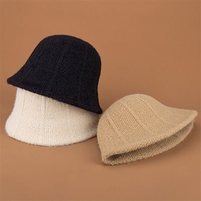 Fashion Autumn Winter Bucket Hat Knit Windproof Fisherman Hats Casual Cold Proof Panama Cap for Women