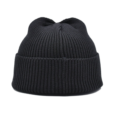 Unisex 54cm вышитые шляпы зимы прикрывают изготовленным на заказ Beanie Cuffed ярлыком простой связанный