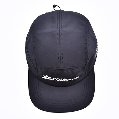 Высококачественный неструктурированный 5-панельный каскадный шляп Custom Black Printing Nylon Running Cap с декоративными карманами