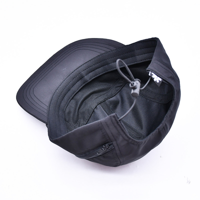 Высококачественный неструктурированный 5-панельный каскадный шляп Custom Black Printing Nylon Running Cap с декоративными карманами