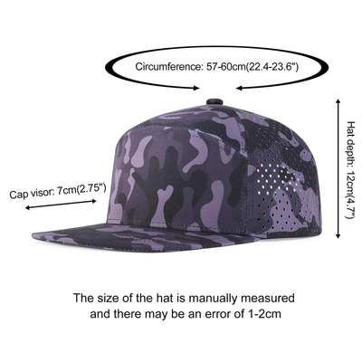 Настраиваемая шляпа Snapback Регулируемая производительность Лазерная резка отверстия Перфорированная шапка Snapback