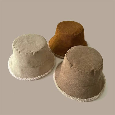 Custom Fall Winter New Fisherman's Corduroy Bucket Hat Custom Thickened Lamb Wool Japanese Fashion Warm Street Basin Hat Cap