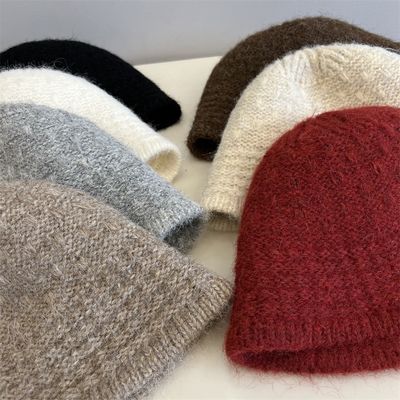 Autumn and Winter New Wool Knitted Bucket Hat for Women Knitted Jacquard Bucket Hat