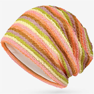 Женские полосатые вязаные шапки высокого качества, свободного стиля, спортивные зимние шапки, шапки без отворотов для улицы