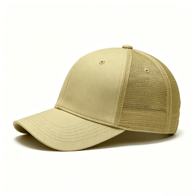 Customized Size 6 Panel Trucker Cap with Embroidered Logo and Cotton Sweatband for All Seasons