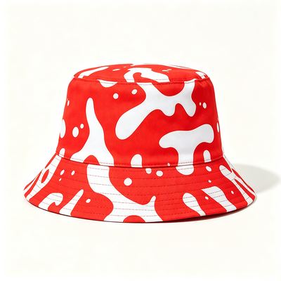 Polyester Cotton Bucket Hat Wide Brim Printed Fisherman Hat Outdoor Sun Hat For Camping Hiking Beach Travel